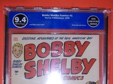 BOBBY SHELBY COMICS # 1 - EGS 9.4 NM - 1949 HARVEY FIRST ISSUE - WHITE PAGES picture