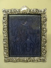 ANTIQUE ENGLISH EMBOSSED PICTURE FRAME, STERLING SILVER 12.75