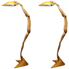 A pair Monumental Art Deco Broze Silvered floor lamps Large 85