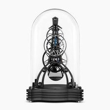 Luxury German Pendulum Table Clock - Skeleton Brass - Weekly Wind - Black picture