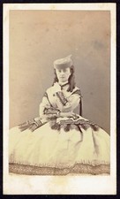 CDV Photo 1860s Cute Woman, Dress, Fashion, Hat (2826) picture