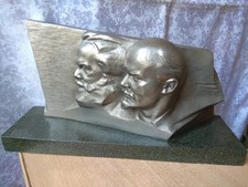 RARE lenin marx STATUE BUST FIGURINE Soviet USSR CCCP Sculpture Edunov stone picture