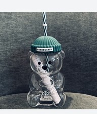 Starbucks 2025 Bearista Bean Glass Jar Cold Cup Tumbler Straw Holiday RARE picture