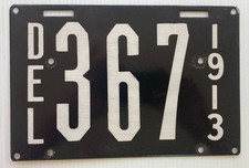 1913 DELAWARE PORCELAIN ENAMEL LICENSE PLATE VINTAGE MAN CAVE DAD'S GARAGE  #367 picture