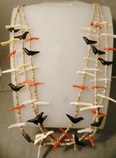 OLD ZUNI FETISH BIRD NECKLACE , HOPI JESSE MONONGYE ESTATE , 3 STRAND, 29