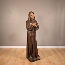Antique European Franciscan Monk Statue Saint Francis of Assisi Friar Sculpture picture