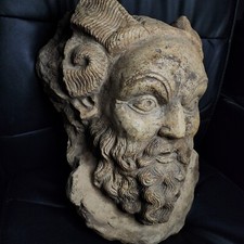 AN SPECTACULAR HUGE ROMAN STONE HEAD OF A DEMON. SUPERB 46CM picture