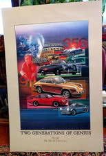 Vintage  TWO GENERATIONS OF GENIUS 1986 Porsche Poster 24X36 picture