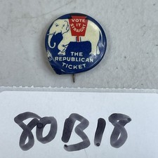 Vote it Straight The Republican Ticket Pin Vintage Political Keil & Styer 80B18 picture