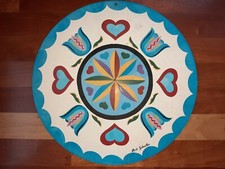 Bill Schuster Hex Sign Pennsylvania Dutch Tulip Flower Heart Barn Masonite Vtg picture