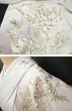 Visiting Kimono  hand-embroidered  made of genuine silk  luxurious  From Japan picture