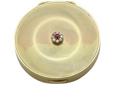 George VI 9k Yellow Gold, Ruby and Diamond Powder/Mirror Compact by Cartier picture