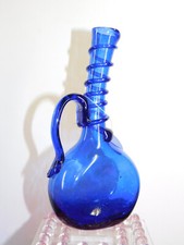 Wonderful Cobalt Blue Bottle Rare PERSIAN SNAKE ROSE WATER FLASK c1650-1700's picture