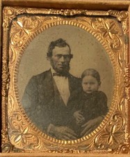 Antique Abraham Lincoln & Child - Quarter Plate Ambrotype American Treasure 🇺🇸 picture