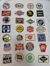 Complete Set 28 Vintage 1954-55 Post Sugar Crisp Railroad Tin Emblems RARE C&O  picture