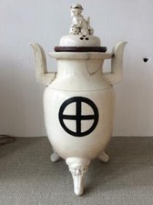 Japanese Old Edo Period Huge Satsuma Incense Burner / H 84[cm] / Shimadzu Crest picture