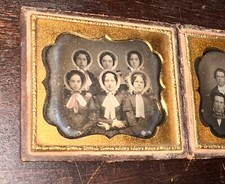 Beautiful Double Daguerreotype Men & Women Group Incl Tinted Fireman ?  Color picture