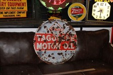 SCARCE 1930s SKELLY MOTOR OIL DEALER 2-SIDED PORCELAIN SIGN SERVICE GAS CAR picture