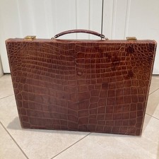 Vintage HERMES Crocodile Travel Case w/ Grooming Set - Brown Leather picture