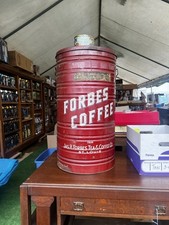Vintage Jas. H Forbes Tea & Coffee shipping tin HTF Santa Fe RR tag 31” h x 17” picture