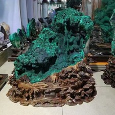 130LB Rare TOP Natural malachite Quartz Crystal Mineral specimen decor+base picture
