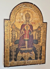 RARE ANTIQUE 17-18C LARGE RUSSIAN HAND PAINTED ICON MOTHER OF GOD 34X24