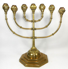 XXL Judaica Menorah Menora Sabbat Candelabrum ca. 1880 NIR-7 picture