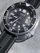 SEIKO 6105-8110 Second Diver Uemura Naoki 1973 Auto Black Dial Tire Tread Strap picture