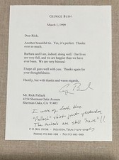 President George H. W. Bush Authentic Original Autographed Signed Letter / 1999 picture