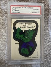 Hulk 1 Topps Marvel 1975 Comic Book Heroes 1st Edition Sticker Psa 10 (pop 12) picture
