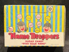 1970's Vintage Topps 10¢ NAME DROPPERS CANDY Unopened Factory Sealed Box NOS picture