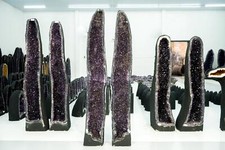 Gorgeous Pair of Straight, X-Tall Amethyst Geodes with Sparkly Purple Amethyst picture
