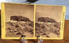 SUMMIT OF PIKES PEAK COLORADO US SIGNAL STATION BY W. G. CHAMBERLAIN STEREOVIEW picture