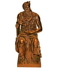 MICHELANGELO Antique Original 18thC Bronze Statue Moses Commandments Sculpture picture