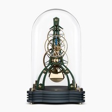 Luxury German Pendulum Table Clock - Skeleton Brass - Weekly Wind - Green picture