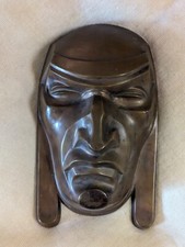 😲 Antique Bronze Sculpture 🔥 Theater Mask Danish Monk ☠ Early Art Deco 🎭 Real picture