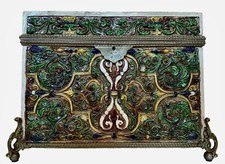 19thC Majolica Nasrid Style Palissy Lidded Box Casket / Thomas Sargent France picture