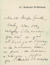 Jean-Martin CHARCOT - Signed Autograph Letter. Electricity treated hysteria picture