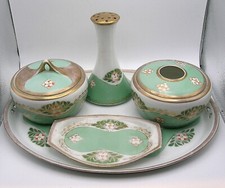 REINHOLD SCHLEGELMILCH RARE HAND PAINTED PORCELAIN VANITY SET - VERY NICE COND. picture
