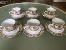 Set Of 6 American Atelier Ornaments #5105 Flat Teacups And Saucers. Scarce picture