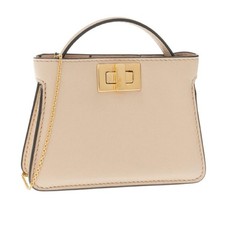 FENDI Nano Peekaboo 2WAY Charm Chain Shoulder Bag Beige w/Box, Dust bag from JP picture