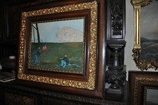 Spectacular Original Antique Civil War Battle scene Oil Painting by Volkert picture