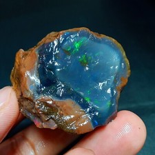 Natural Blue Fire Opal Rough – Ethiopian Welo Bright Specimen Stone picture