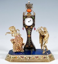 Viennese Silver Belle Époque Ornate Enamel Clock Table Clock S. Grünewald picture