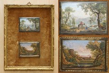 PAIR OF FINE & COLLECTABLE ANTIQUE CIRCA 1820 ITALIAN ROME MICROMOSAIC PLAQUES picture