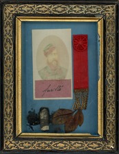 CDV PHOTO FRAME MEXICO WAR & COMMUNE 1871 - SHOT - RED RIBBON - BULLET picture