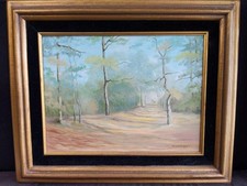 Faye Schnuriger( 1911-1997) San Antonio Texas Landscape Deer Painting on Board picture