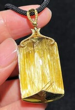 AAAAA Natural Gold Rutilated Quartz 18K gold inlaid Titanium Crystal Pendant 1pc picture