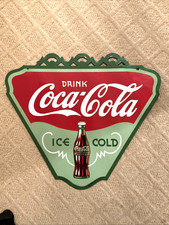 Vintage Coca Cola c.1933 Double-Sided Porcelain Sign, Tenn Enamel Mfg Co picture
