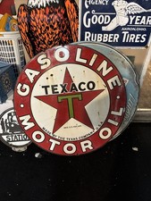 Original 42inch Texaco Double Sided Porcelain Sign Up For Sale picture